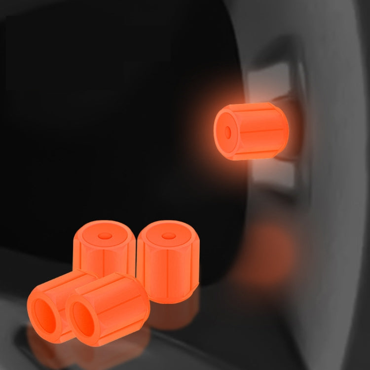 5packs Luminous Car Motorcycle Tire Valves, Color: Orange - 4pcs /Set