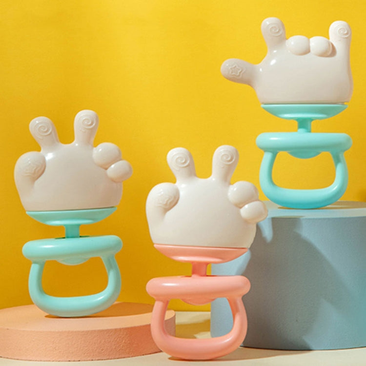 Baby Rattle Teether Soothing Teething Stick Anti-Eating Silicone Toy, Color: 666 Gesture Cyan