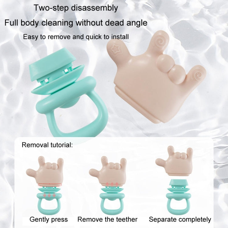 Baby Rattle Teether Soothing Teething Stick Anti-Eating Silicone Toy, Color: Yeah Gesture Pink