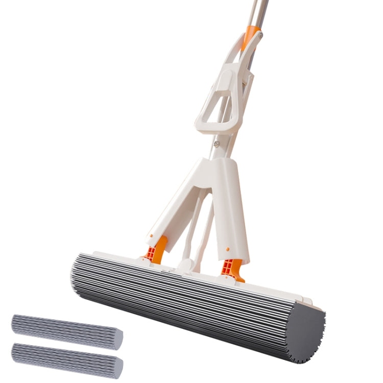 Household Water Absorbent Telescopic Pole Mop Lazy Hands-Free Folding Mop, Style: 28cm+2 Cotton Heads Random Color Delivery