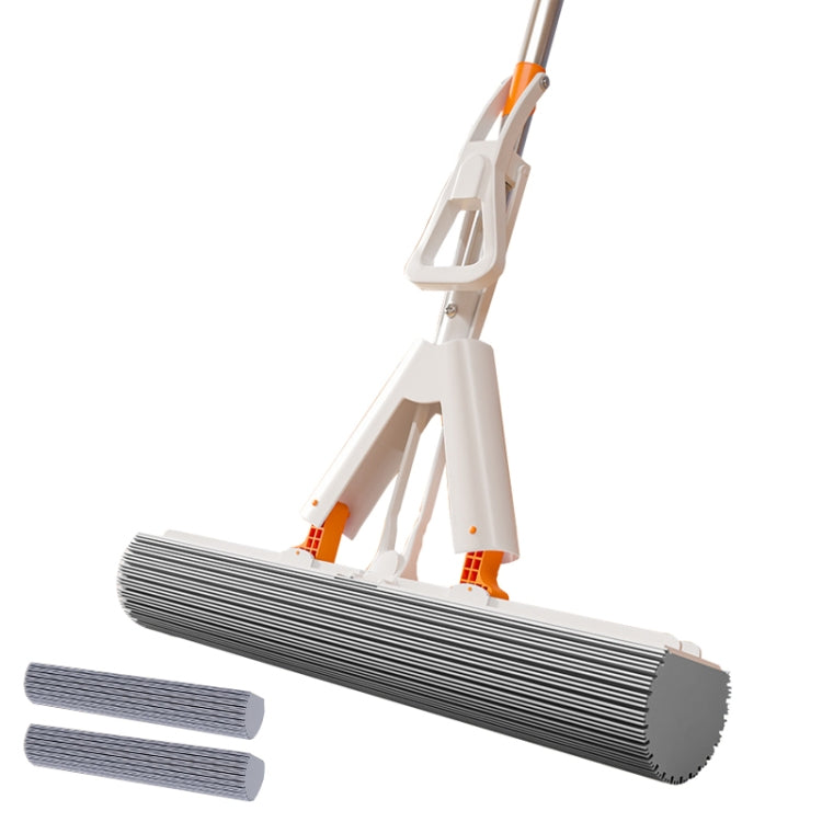 Household Water Absorbent Telescopic Pole Mop Lazy Hands-Free Folding Mop, Style: 35cm+2 Cotton Heads Random Color Delivery