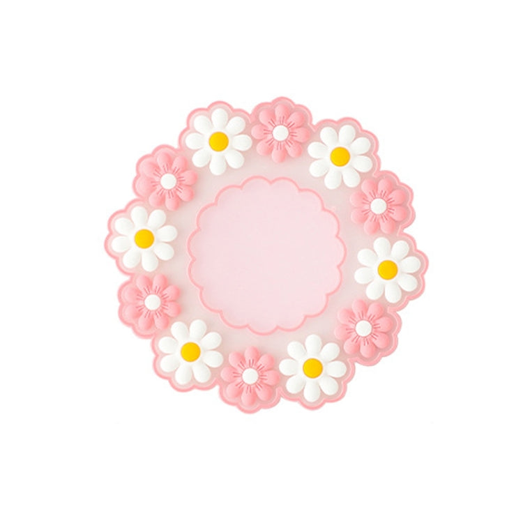 Household High Temperature Resistant Daisy Coasters Kitchen Tabletop Insulation Mat, Style: Pink Small