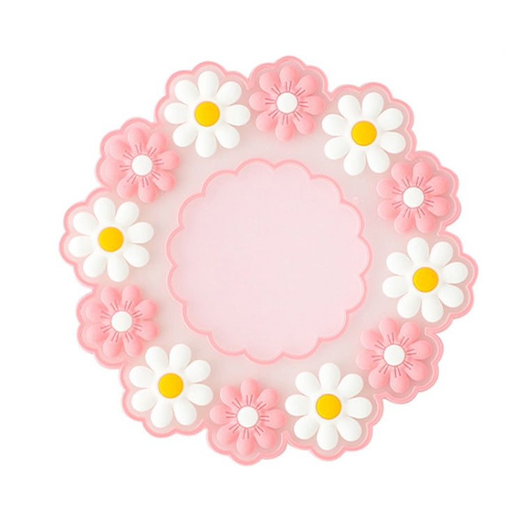 Household High Temperature Resistant Daisy Coasters Kitchen Tabletop Insulation Mat, Style: Pink Large