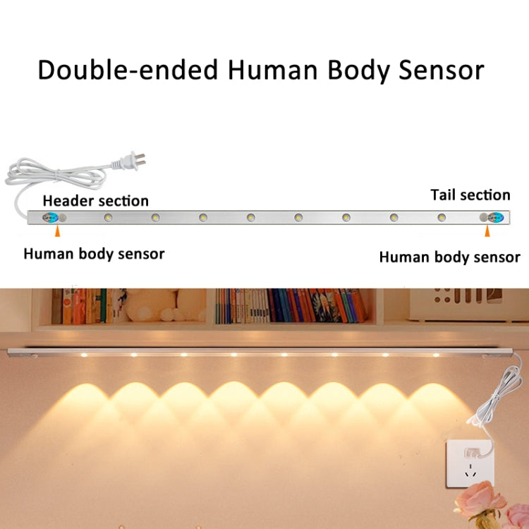 220V CN Plug Motion Sensor Wardrobe Cabinet Lamp LED Light Bar, Spec: Warm White 80cm