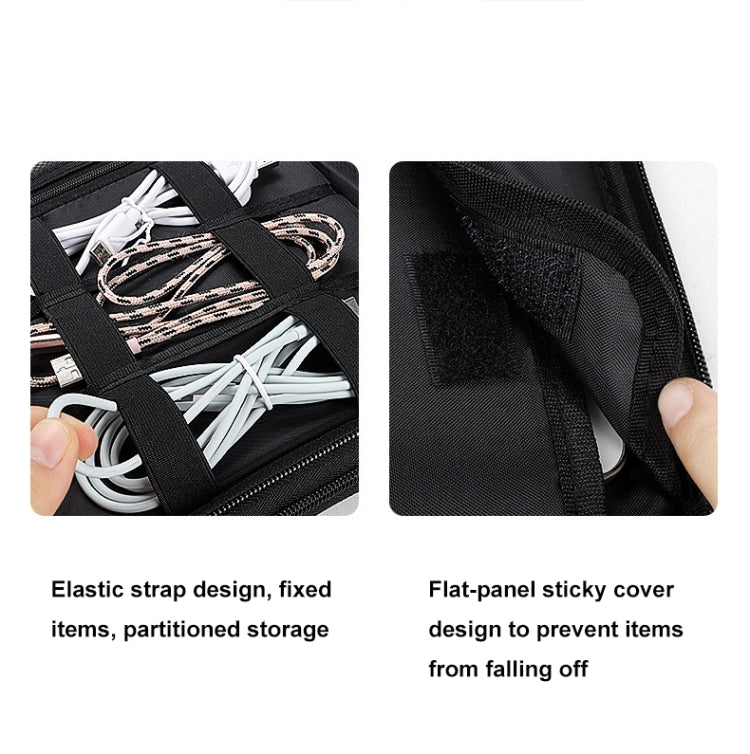 SM08 Large Capacity Waterproof Portable Double-layer Digital Storage Bag, Size: L - Black