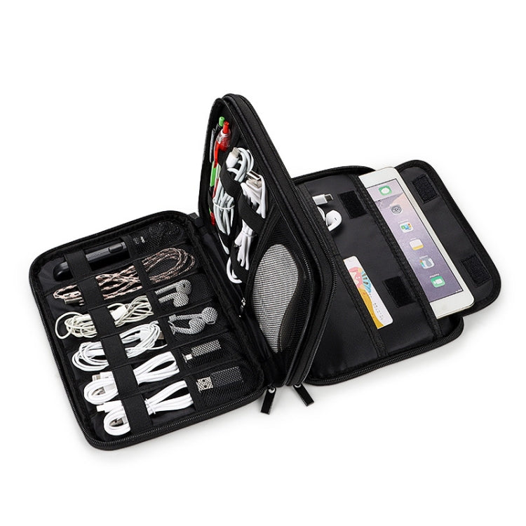 SM08 Large Capacity Waterproof Portable Double-layer Digital Storage Bag, Size: L - Black