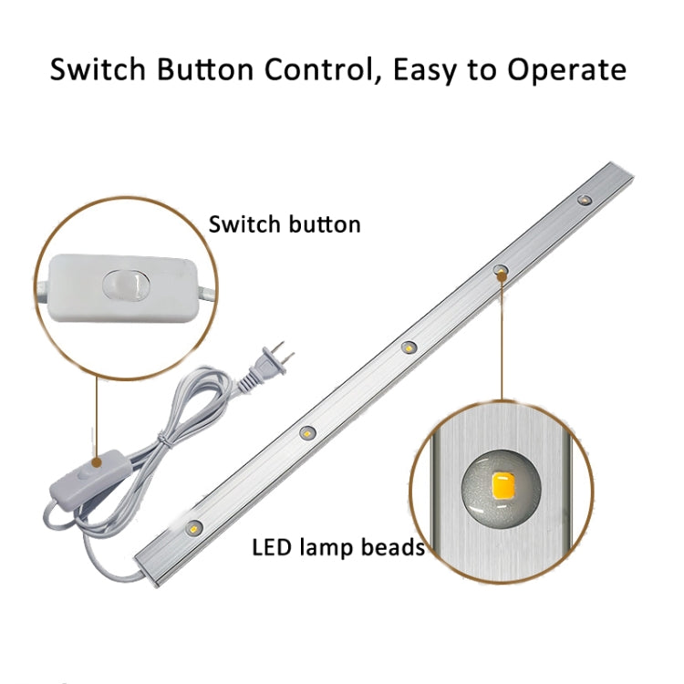60cm 220V CN Plug Wardrobe Cabinet Lamp LED Light Bar With Button Switch