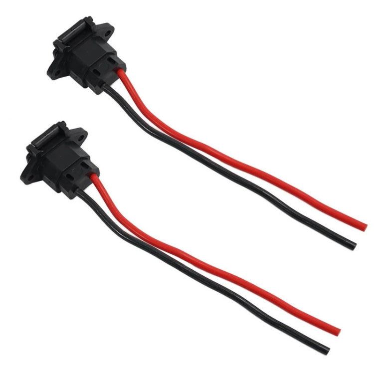 2pcs Electric Motorcycle Charging Port Three Hole Socket Charger Socket With Cover - Black