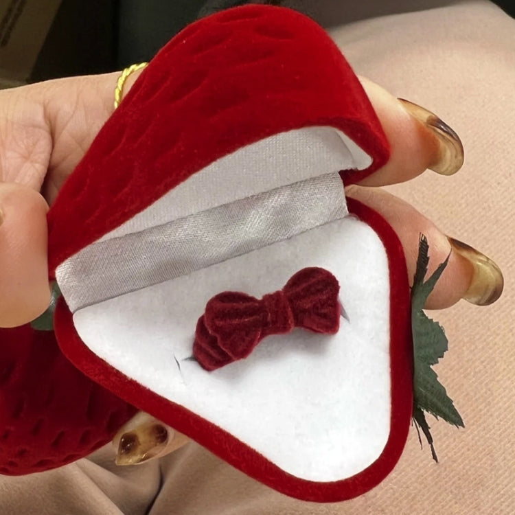 Strawberry Type Ring Box Mini Jewelry Organizer - Red
