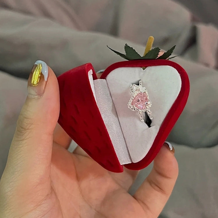 Strawberry Type Ring Box Mini Jewelry Organizer - Red