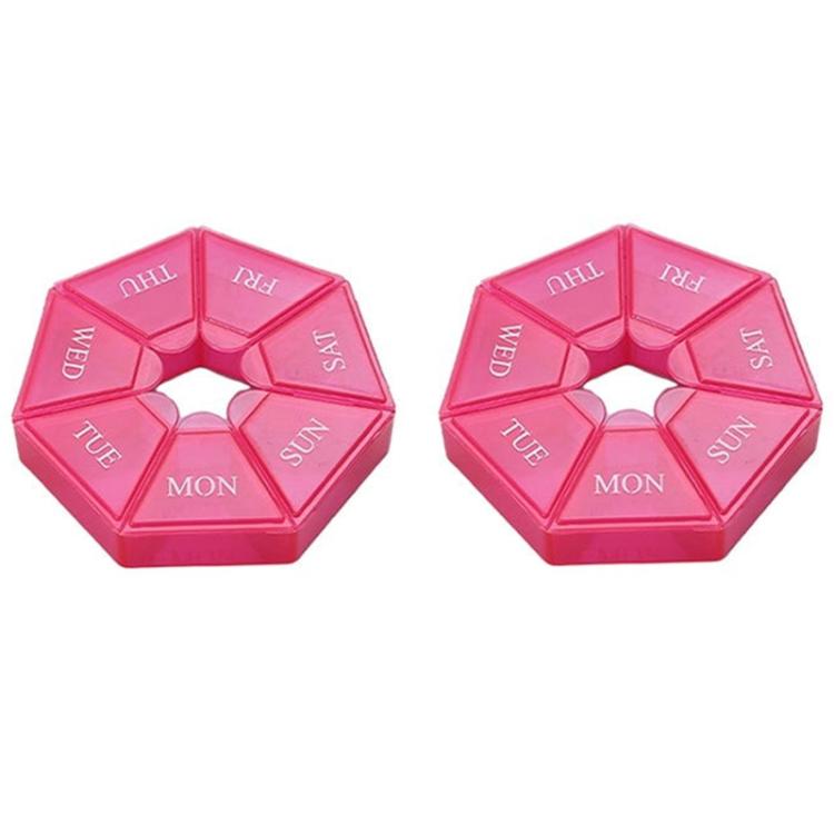 2pcs Portable Transparent Moisture-Proof Weekly 7-grids Pill Storage Box