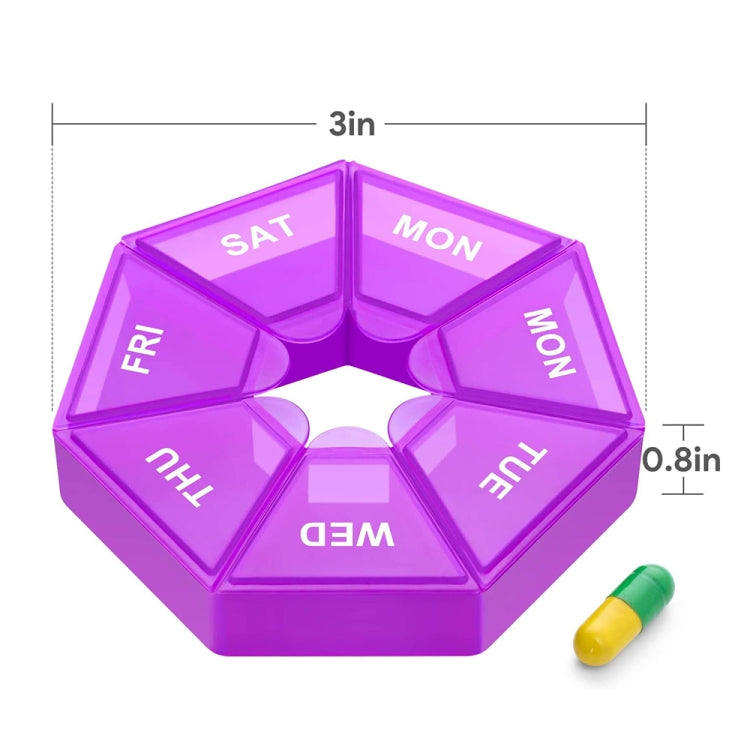 2pcs Portable Transparent Moisture-Proof Weekly 7-grids Pill Storage Box
