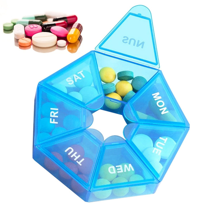 2pcs Portable Transparent Moisture-Proof Weekly 7-grids Pill Storage Box