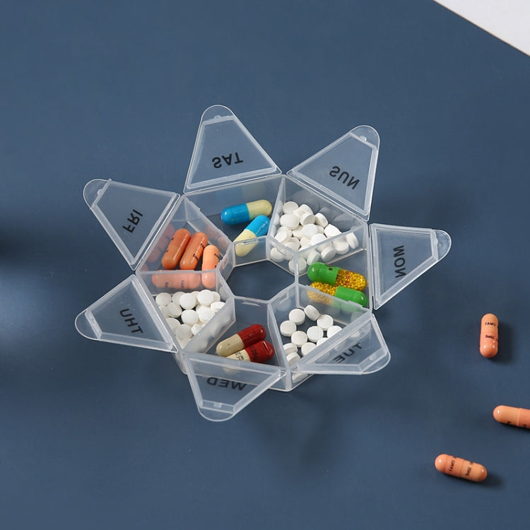 2pcs Portable Transparent Moisture-Proof Weekly 7-grids Pill Storage Box