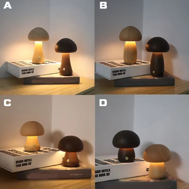 Mushroom Shape Night Light Touch Control Dimmable Bedside Atmosphere Lamp, Style: C Type Walnut