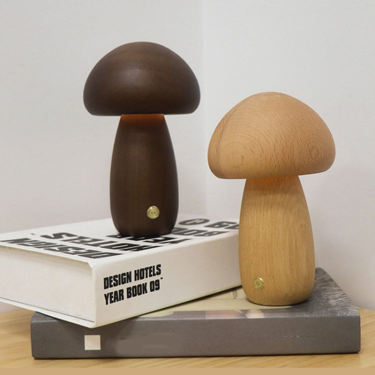 Mushroom Shape Night Light Touch Control Dimmable Bedside Atmosphere Lamp, Style: C Type Walnut