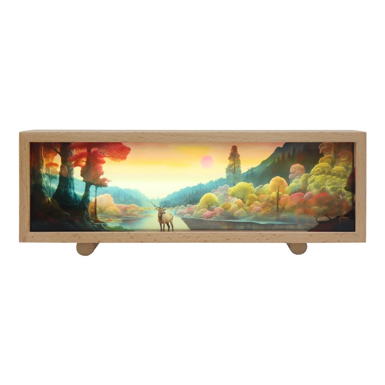 3 Color Light Touch Control Wooden Acrylic Atmosphere Lightbox Decoration Painting Night Light - Beech
