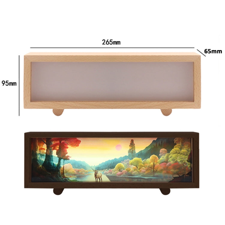 3 Color Light Touch Control Wooden Acrylic Atmosphere Lightbox Decoration Painting Night Light - Beech