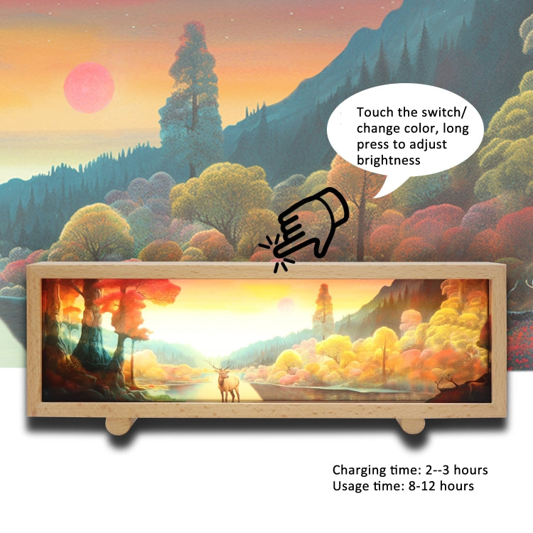 Warm Light Touch Control Wooden Acrylic Atmosphere Lightbox Decoration Painting Night Light