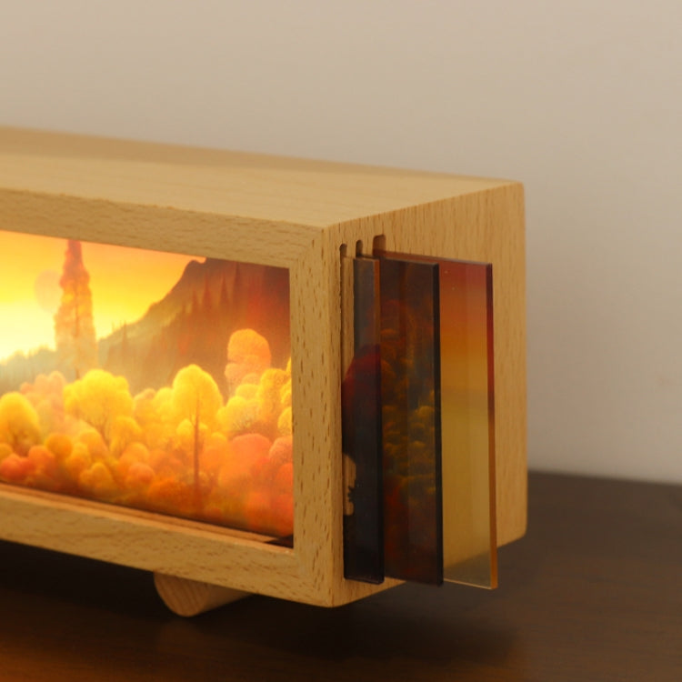 Warm Light Touch Control Wooden Acrylic Atmosphere Lightbox Decoration Painting Night Light
