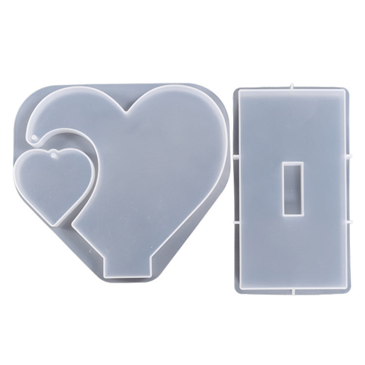 DIY Glue Double Heart-Shaped Hanging Photo Frame Display Stand Silicone Mold, Spec: Set