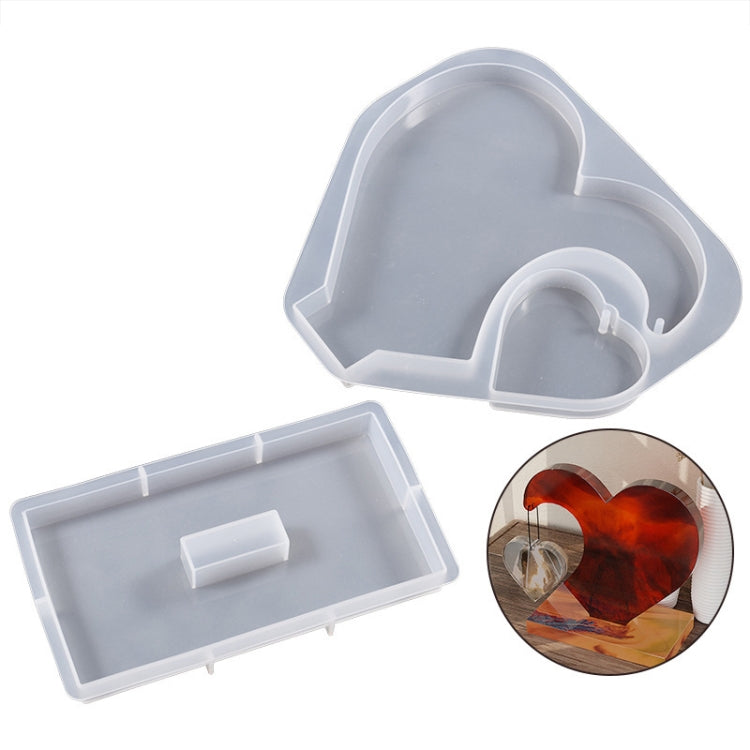 DIY Glue Double Heart-Shaped Hanging Photo Frame Display Stand Silicone Mold, Spec: Heart