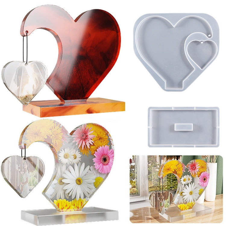 DIY Glue Double Heart-Shaped Hanging Photo Frame Display Stand Silicone Mold, Spec: Heart