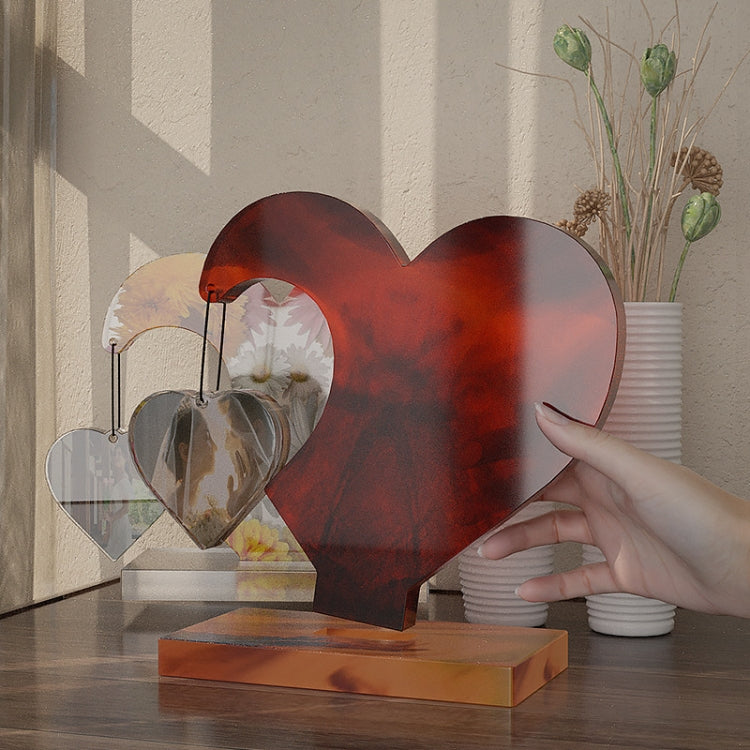 DIY Glue Double Heart-Shaped Hanging Photo Frame Display Stand Silicone Mold, Spec: Base