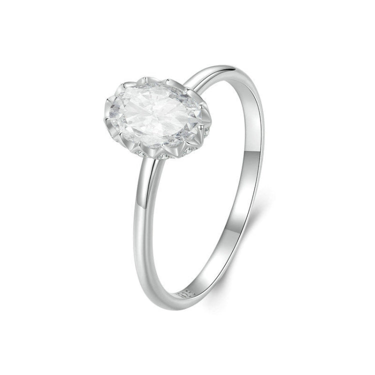 S925 Sterling Silver Plated With White Gold 1 Carat Moissanite Ring