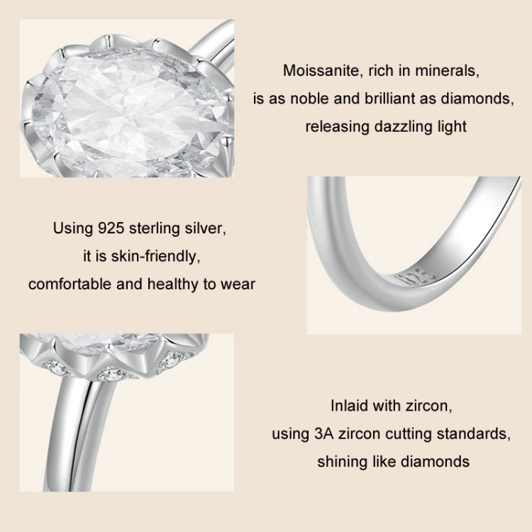 S925 Sterling Silver Plated With White Gold 1 Carat Moissanite Ring