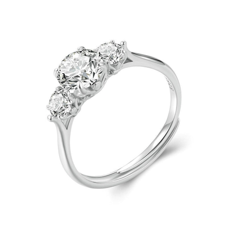 1 Carat Moissanite S925 Sterling Silver Platinum Plated Open Adjustable Ring - MSR051-E