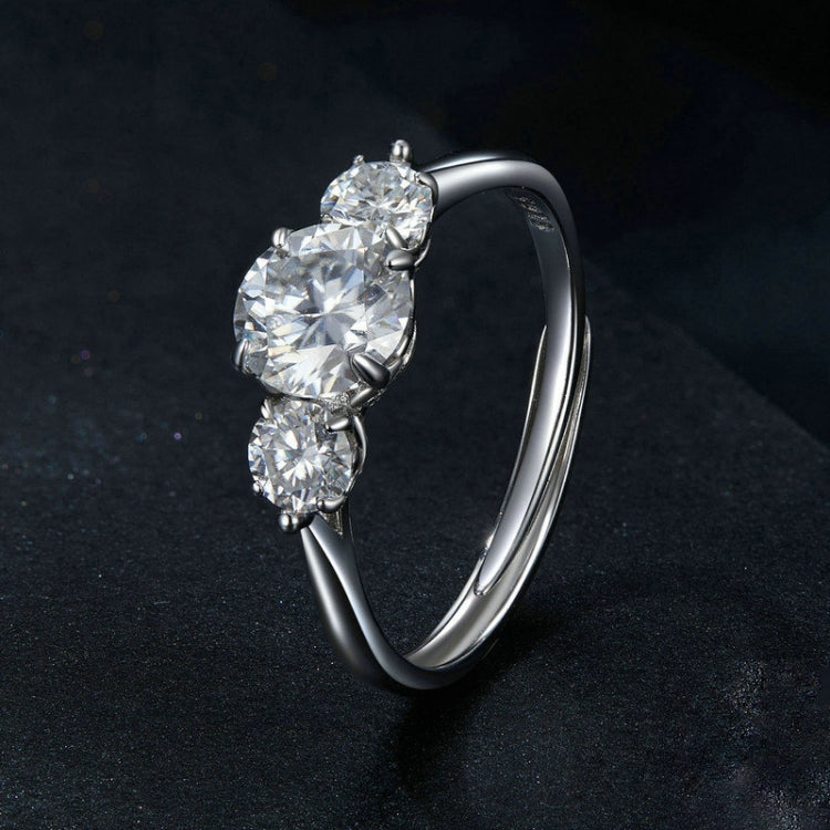1 Carat Moissanite S925 Sterling Silver Platinum Plated Open Adjustable Ring - MSR051-E