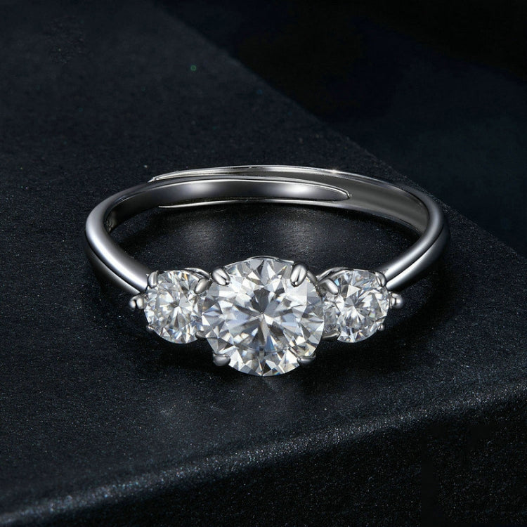 1 Carat Moissanite S925 Sterling Silver Platinum Plated Open Adjustable Ring - MSR051-E