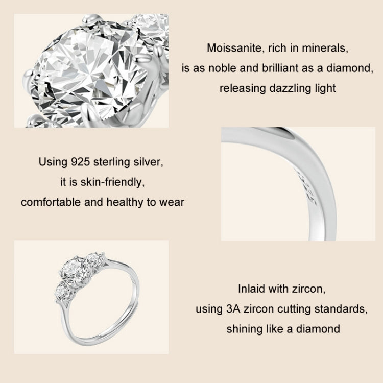 1 Carat Moissanite S925 Sterling Silver Platinum Plated Open Adjustable Ring - MSR051-E
