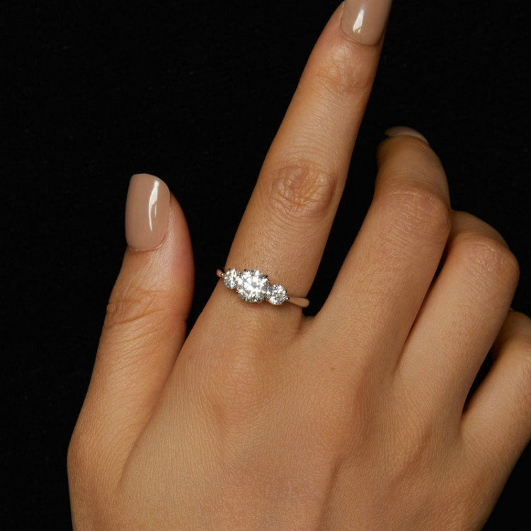 1 Carat Moissanite S925 Sterling Silver Platinum Plated Open Adjustable Ring - MSR051-E