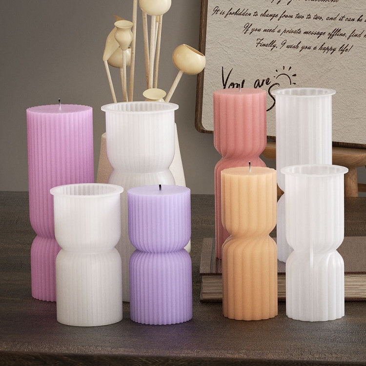 DIY Geometric Cylinder Vertical Stripe Candle Silicone Mold Resin Ornaments Mold, Spec: 002