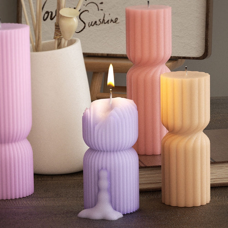 DIY Geometric Cylinder Vertical Stripe Candle Silicone Mold Resin Ornaments Mold, Spec: 004