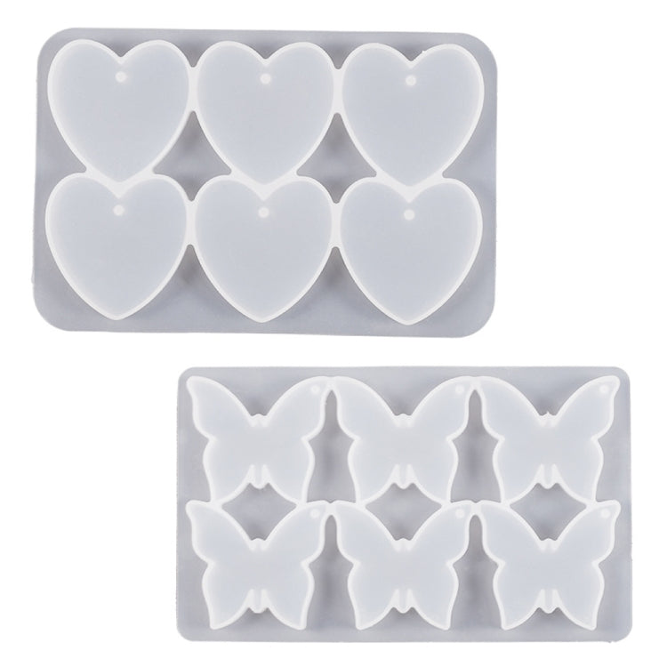DIY Crystal Glue Heart Butterfly Pendant Keychain Ornament Silicone Mold