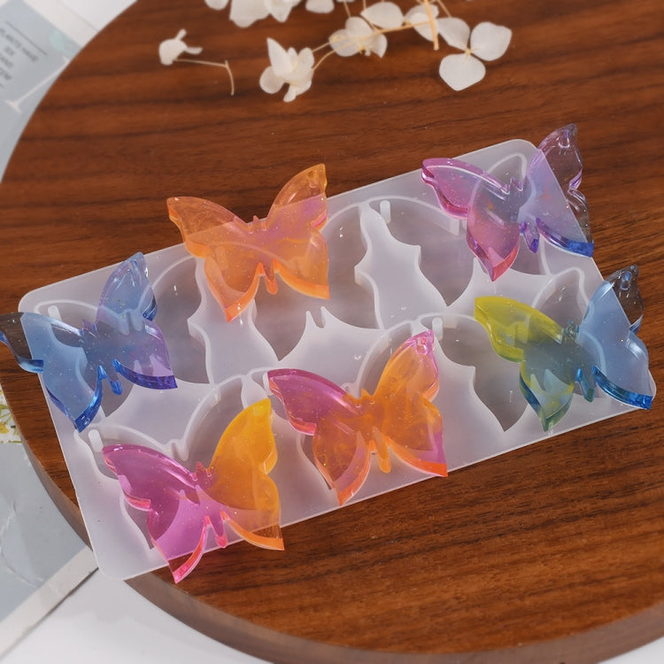 DIY Crystal Glue Heart Butterfly Pendant Keychain Ornament Silicone Mold