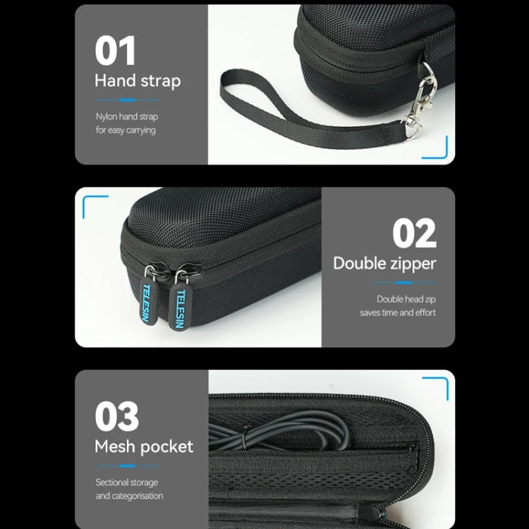 For DJI Osmo Pocket 3 Camera TELESIN Portable Carrying Bag Storage Case - Black