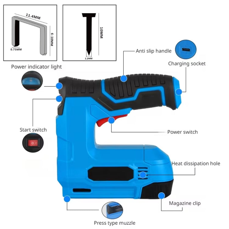 MOYI Home Portable Wireless Electric Nail Woodworking Tools - Blue
