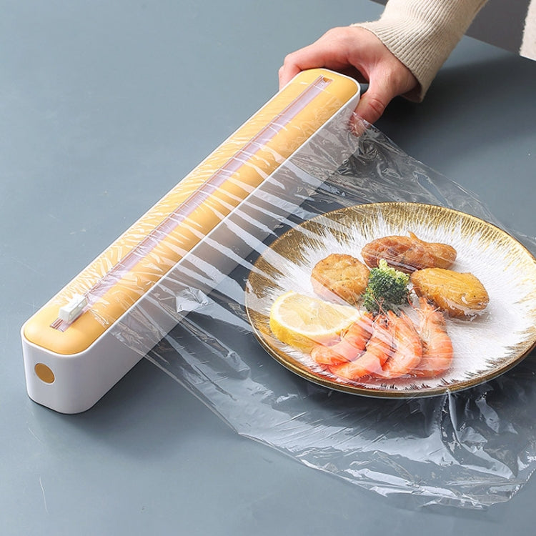 Cling Film Cutter Adjustable Storage Cutting Box, Color: Black White