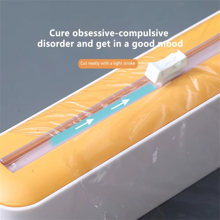 Cling Film Cutter Adjustable Storage Cutting Box, Color: Yellow White