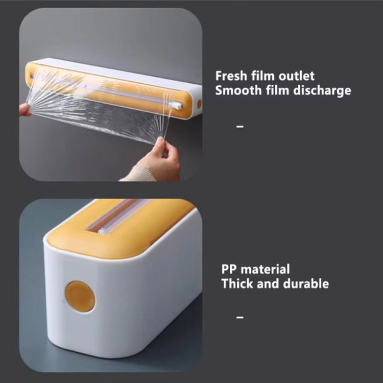 Cling Film Cutter Adjustable Storage Cutting Box, Color: Yellow White Magnetic Sticker