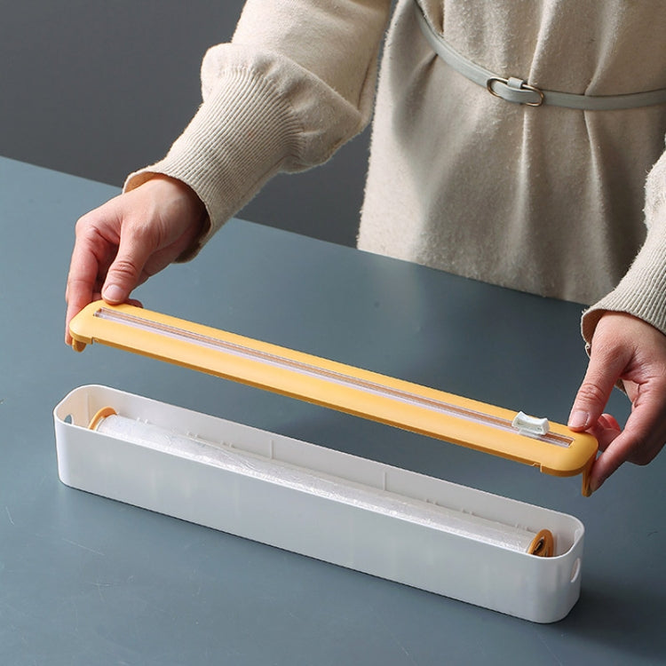 Cling Film Cutter Adjustable Storage Cutting Box, Color: Yellow White Magnet+Suction Cup