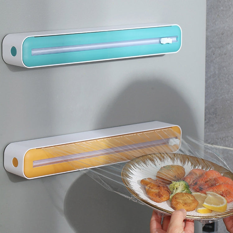 Cling Film Cutter Adjustable Storage Cutting Box, Color: Yellow White