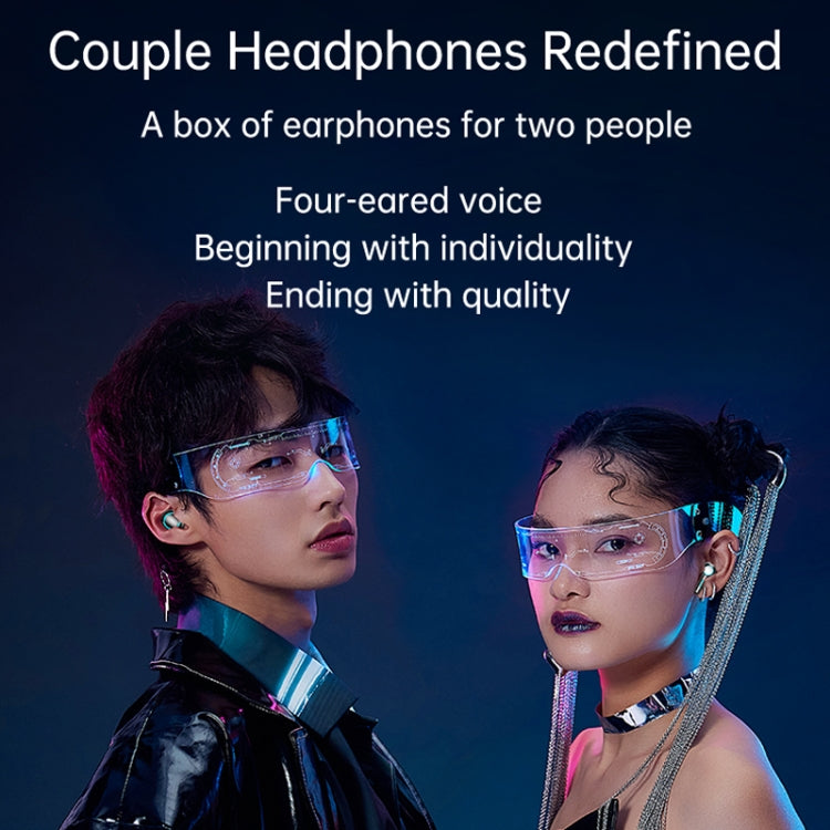 M21 2pairs Bluetooth 5.2 Earphones TWS Wireless Couple Noise Canceling Waterproof Earbuds - Black