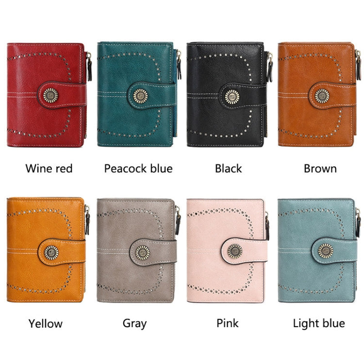 RFID Anti-theft Brush Women Wallet Multi Card Position Buckle Wallet Short Zipper Purse