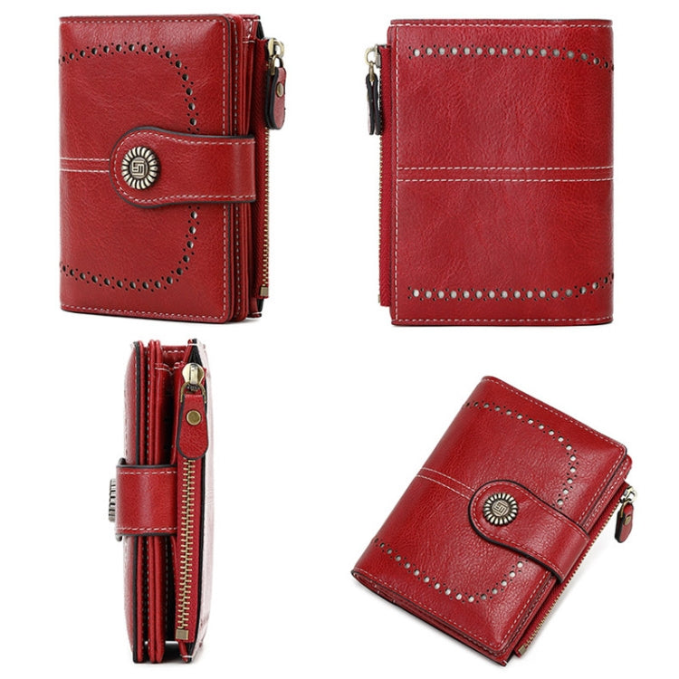 RFID Anti-theft Brush Women Wallet Multi Card Position Buckle Wallet Short Zipper Purse
