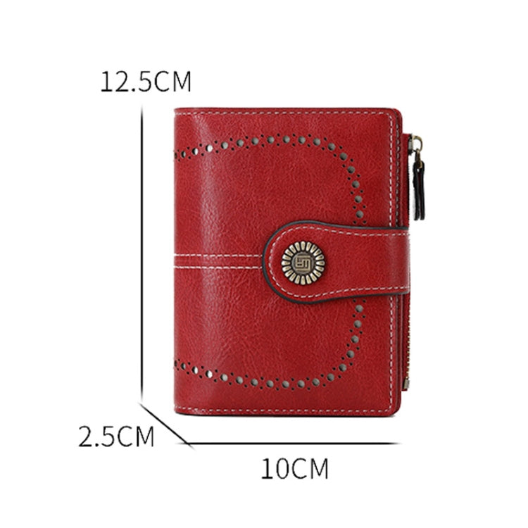 RFID Anti-theft Brush Women Wallet Multi Card Position Buckle Wallet Short Zipper Purse